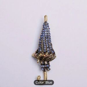 🆕️☂️🌂PURPLISH-BLUE RHINESTONED UMBRELLA BROOCH / PIN🌂☂️